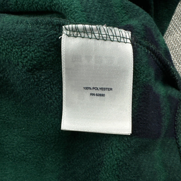 Lands End Fleece Robe Mens XL (46-48) Green Blue Plaid Comfort Lounge Belted - Picture 7 of 10